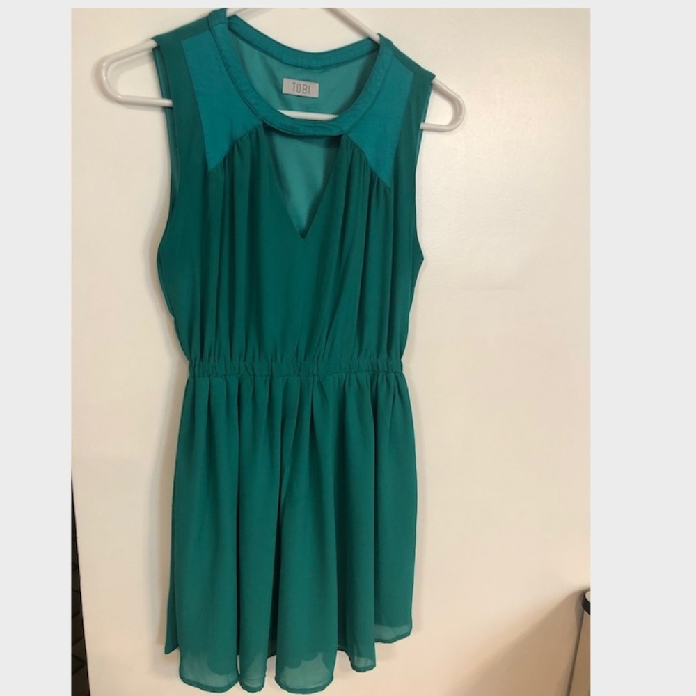 Turquoise TOBI Dress with Triangle Cut-Out